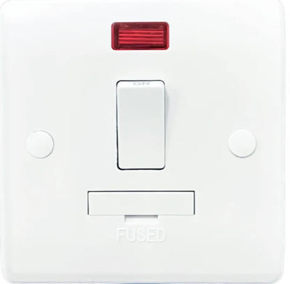 13A Fused Unit Double Pole Switch with Neon - Round Corner