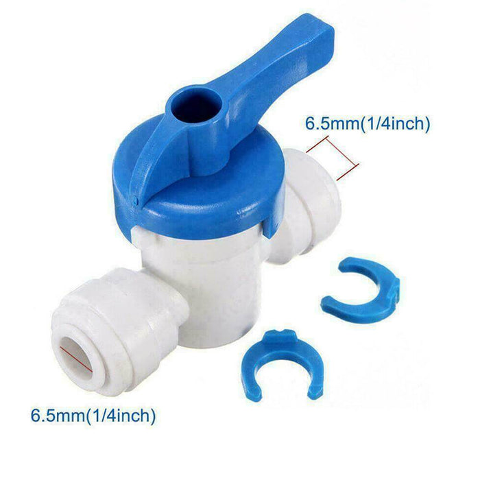 Aquarius Water 1/4-inch inline ball valve shutoff connector for water line control, featuring a durable brass construction.