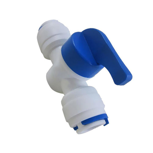 Aquarius Water 1/4-inch inline ball valve shutoff connector for water supply lines, made of durable metal with a handle for easy control.