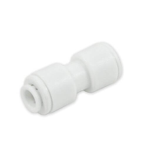Aquarius Water 1/4" to 1/4" hose connector connects two garden hoses, made of durable plastic for secure water flow.