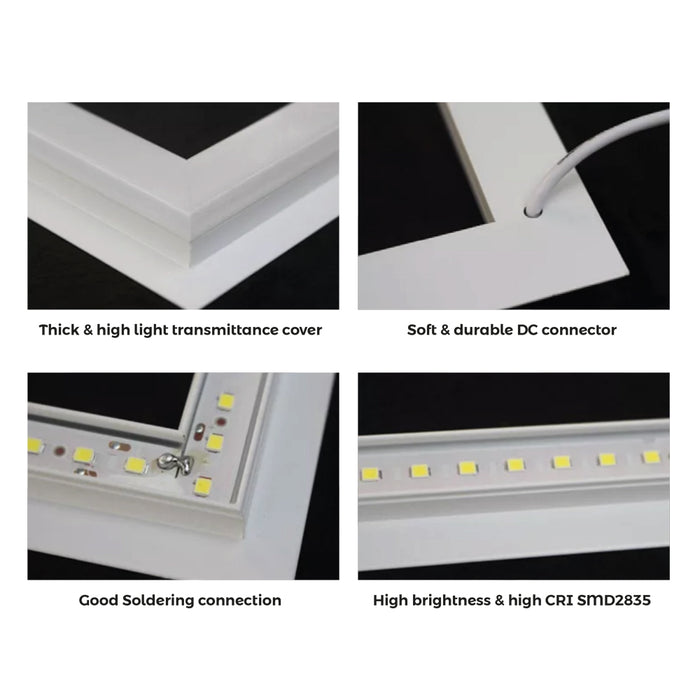 40W Double-Square Borderline LED Panel, 60x60, 4000LM, Switchable CCT