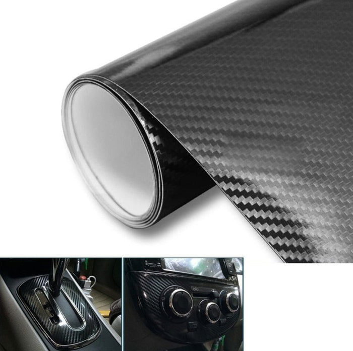 5D Carbon Fiber Vinyl Wrap - Glossy Black Car Styling Film