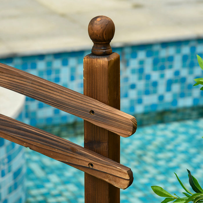 7.5' Fir Wood Garden Bridge Arc Walkway with Side Railings, Perfect for Backyards, Gardens, & Streams, Carbonized