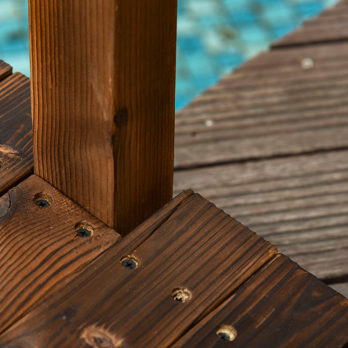 7.5' Fir Wood Garden Bridge Arc Walkway with Side Railings, Perfect for Backyards, Gardens, & Streams, Carbonized