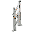 Murphy Door® aluminum folding ladder with safety features, compact design, and non-slip feet in silver finish.