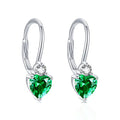 925 Sterling Silver Heart Earrings – Zirconia Birthstone, Hypoallergenic