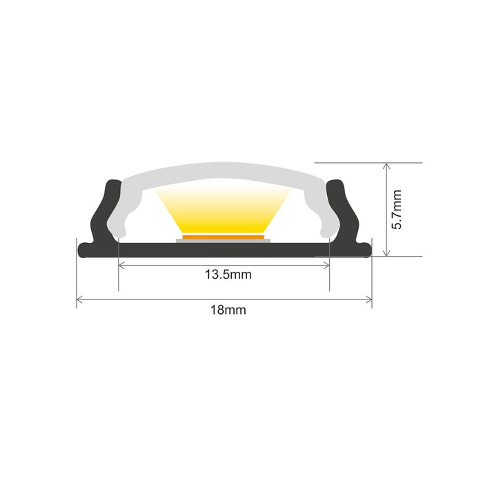 Bendable Aluminium LED Profile, 2m Frosted, Surface Mount