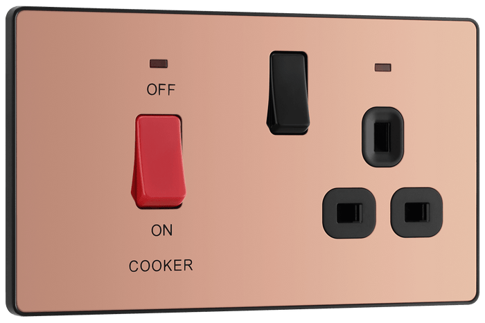 BG Evolve Polished Copper 45A DP w/ Switched Socket & Indicator - PCDCP70B-01
