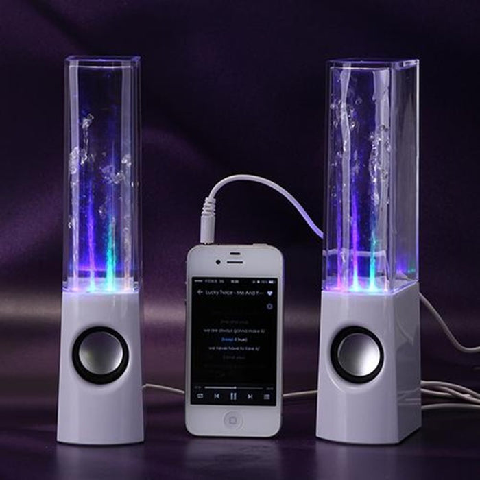 Wireless dancing water Bluetooth water speakers with lights connected to a smartphone playing music