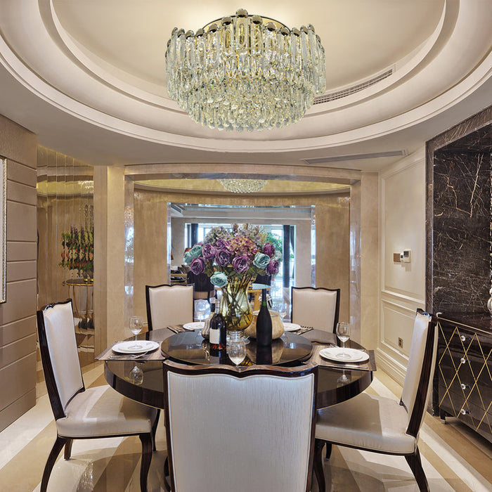 Cascade Crystal Flush Chandelier Ceiling Light