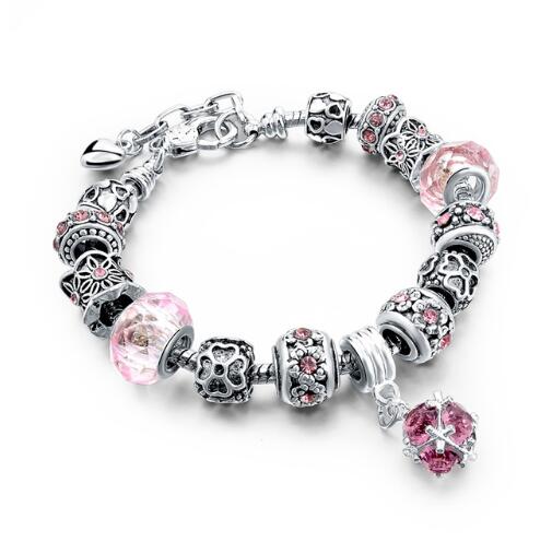 Crystal Beads Bracelets & Bangles Snake Chain Charm Bracelet