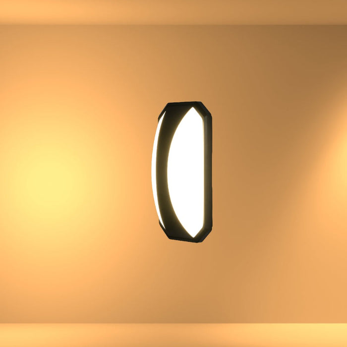 Curved Plastic Black LED Wall Light, 15W Warm White