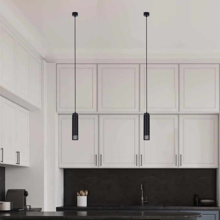 Cylindrical Slatted Pendant Light