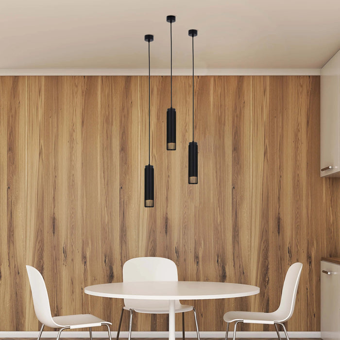 Cylindrical Slatted Pendant Light