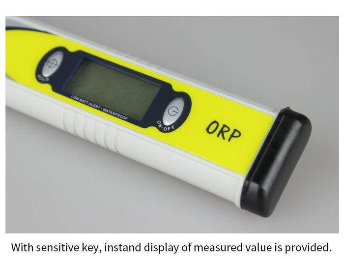 Aquarius Water digital Redox ORP testing meter for measuring water oxidation-reduction potential, handheld device with digital display.