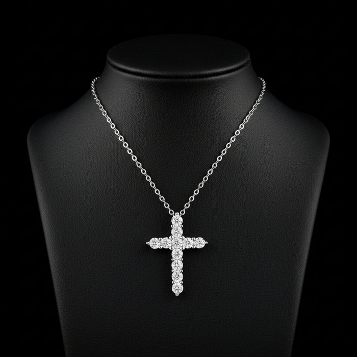 Faith Diamond Pendant Necklace Set - Luxury Moissanite Silver Jewelry for Women