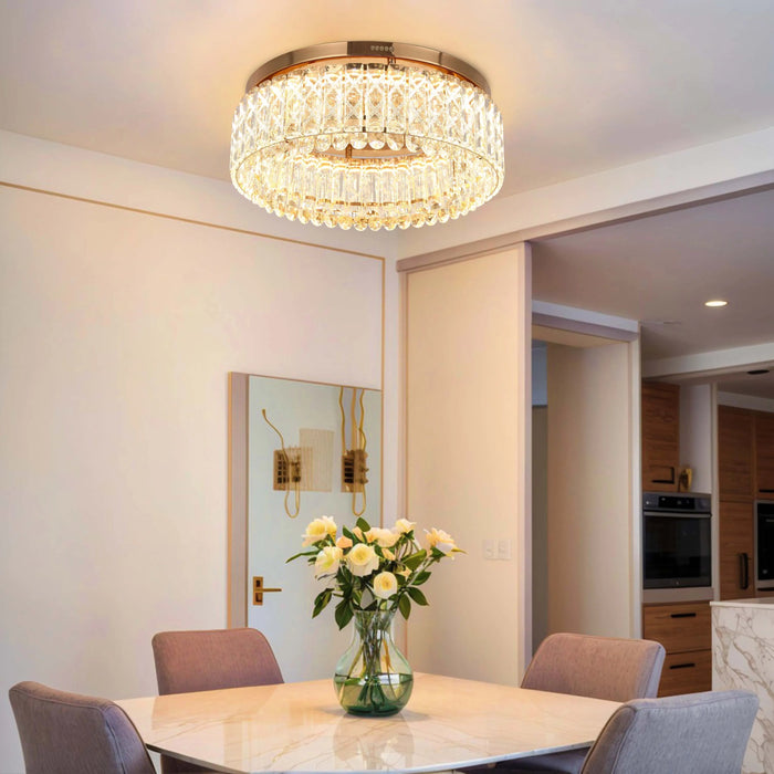 Gold Crystal Flush Ceiling Light