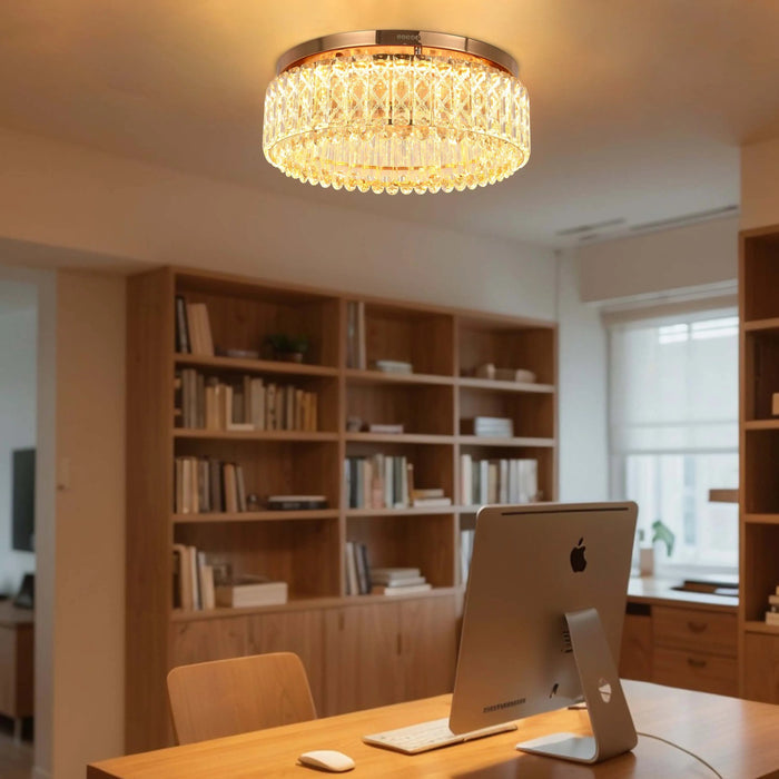 Gold Crystal Flush Ceiling Light