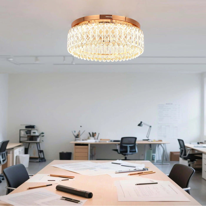 Gold Crystal Flush Ceiling Light