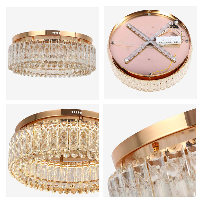 Gold Crystal Flush Ceiling Light