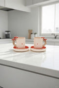 Handmade Ceramic Coffee Cup Set With Mushroom Handles For Cozy Mornings