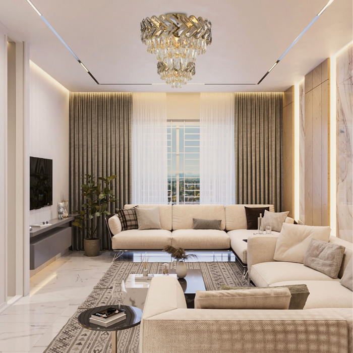 Herringbone Crystal Chandelier Ceiling Light Gold