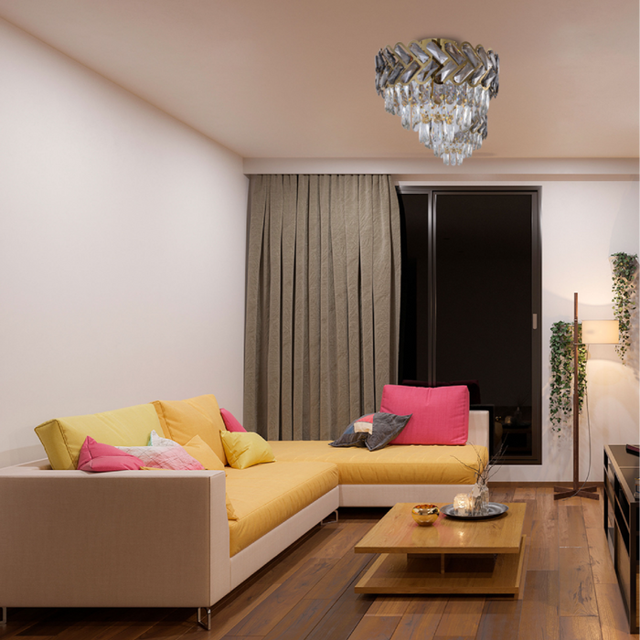 Herringbone Crystal Chandelier Ceiling Light Gold