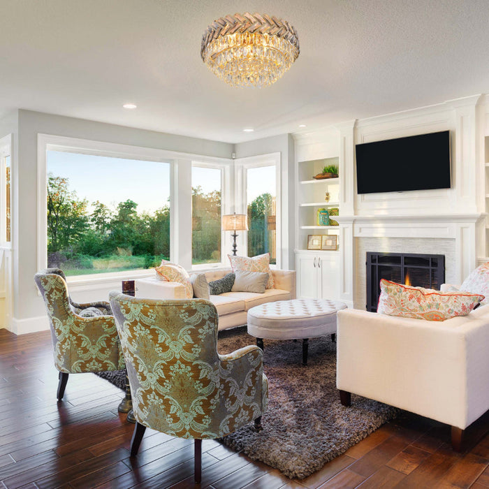 Herringbone Crystal Chandelier Ceiling Light Gold