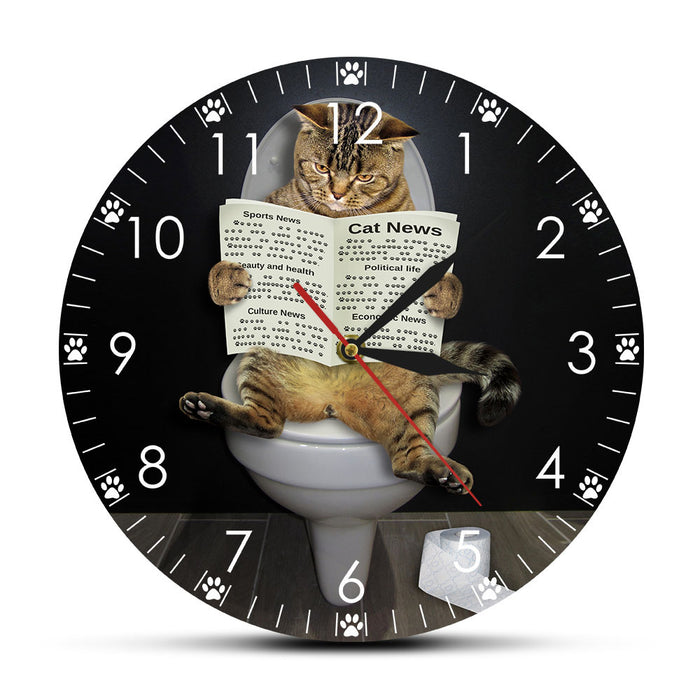 “Hilarious Cat on Toilet Clock – Perfect Gift for Cat Lovers”