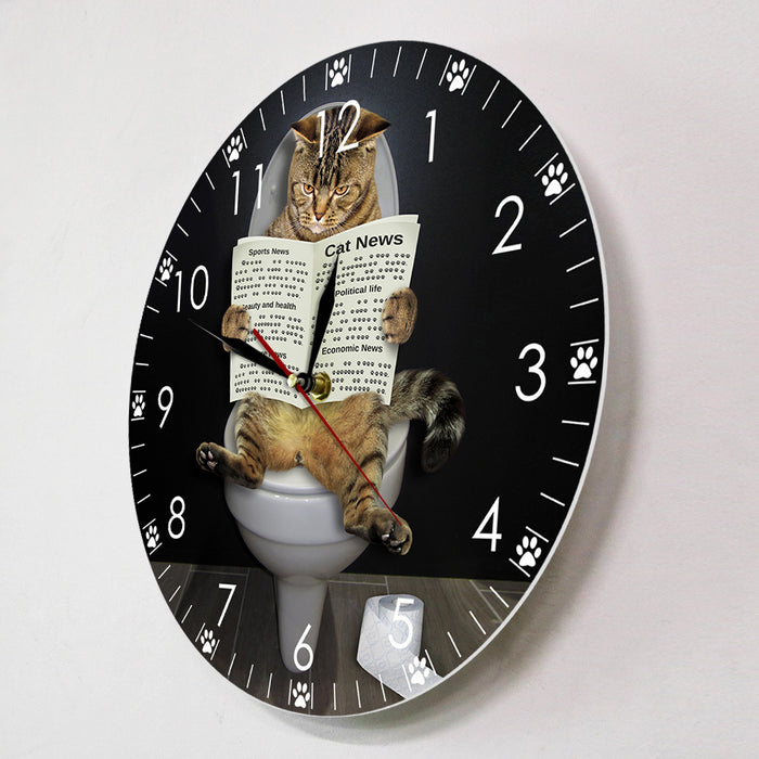 “Hilarious Cat on Toilet Clock – Perfect Gift for Cat Lovers”