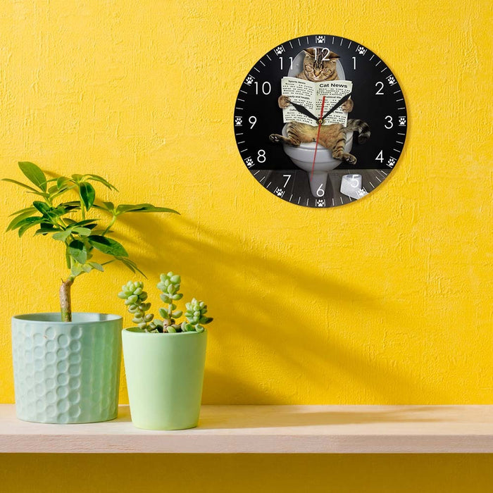 “Hilarious Cat on Toilet Clock – Perfect Gift for Cat Lovers”