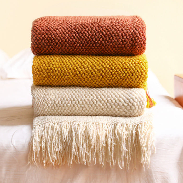 Knitted Throw Blanket – Soft Acrylic Sofa & Bed Blanket