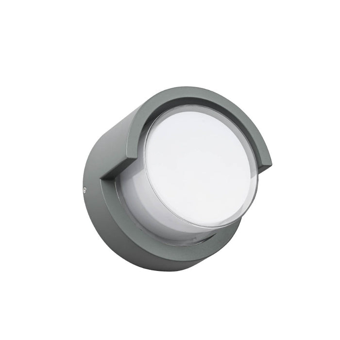 LED Diecast Aluminium Round Hood Wall Lamp 12W IP54 Grey