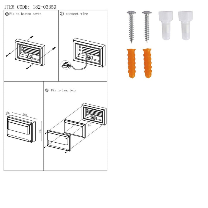 LED Diecast Wall Lamp, Rectangle Half, 20W 4000K, IP54, Grey