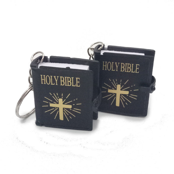 Mini English HOLY BIBLE Key Chains Real Paper Readable Bible Christian Keyrings Car Key Chains