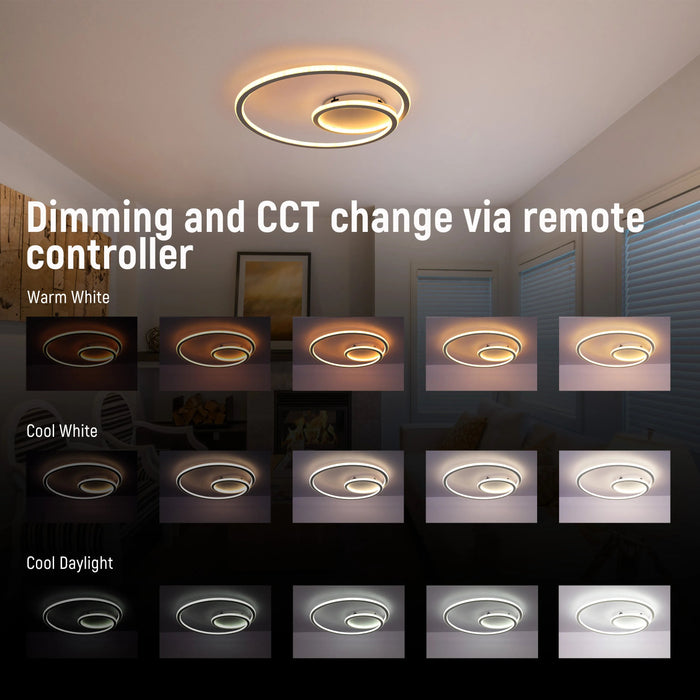Modern Spiral LED Ceiling Light, 72W, CCT Tunable & Dimmable