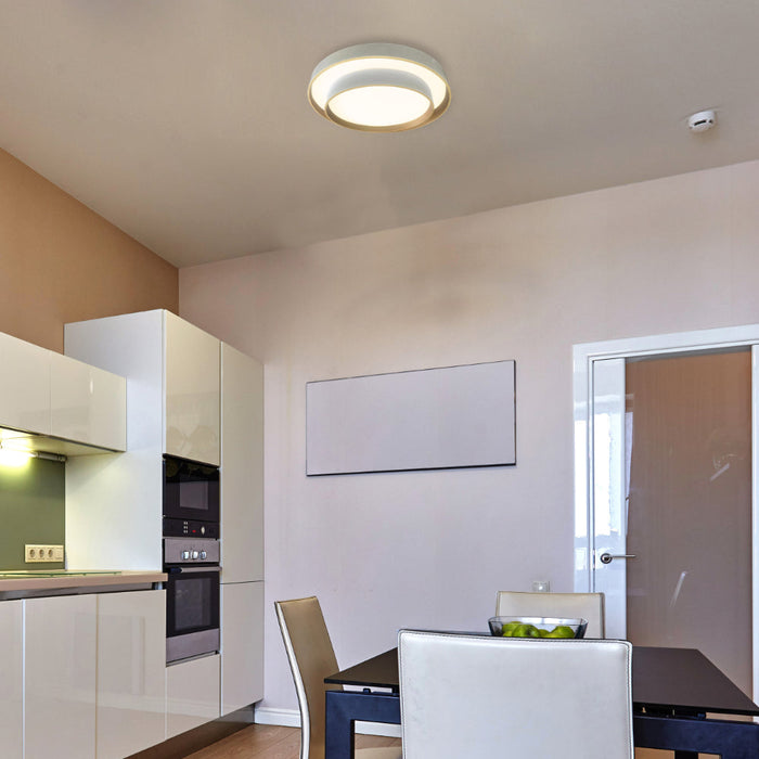 Modern Two-Layer LED Flush Ceiling Light, 24W, Remote Control