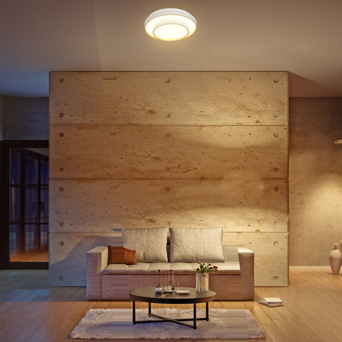 Modern Two-Layer LED Flush Ceiling Light, 24W, Remote Control