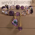 Natural Amethyst Heart Bracelet - Purple Crystal Gemstone Jewelry for Women