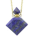 Natural Crystal Perfume Bottle Necklace - Diamond-Shaped Aromatherapy Pendant Jewelry