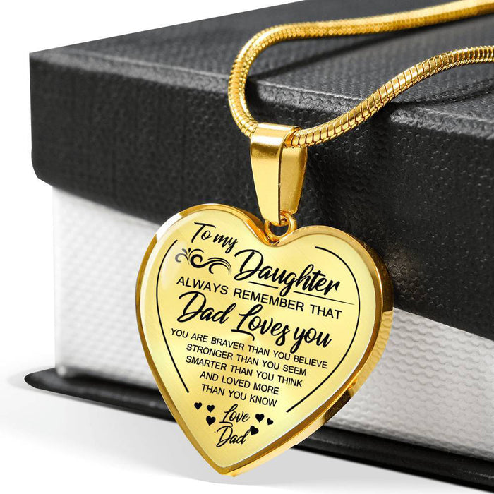 Necklace To my Daughter lovedad Peach Heart Alloy