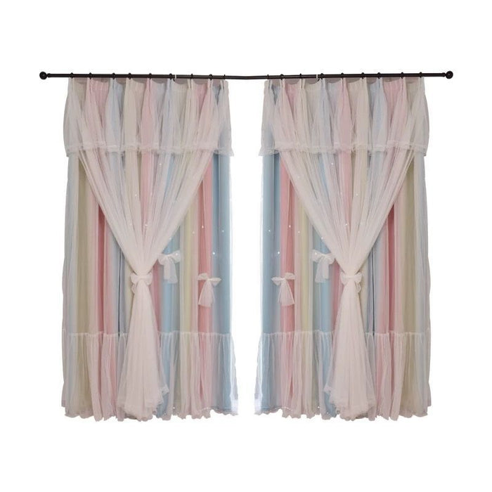 Nordic Simple Hollow Star Princess Wind Bedroom Curtains ✨