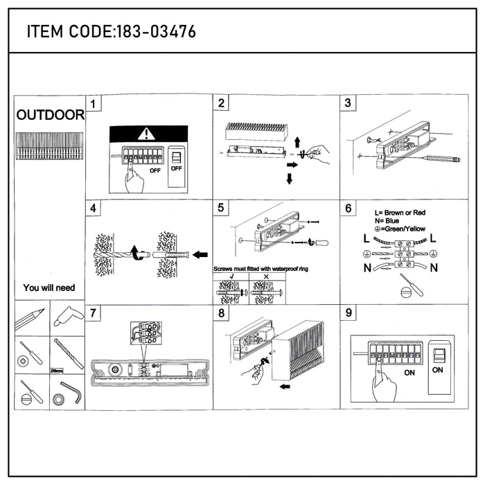 Rectangular Outdoor Wall Light IP65