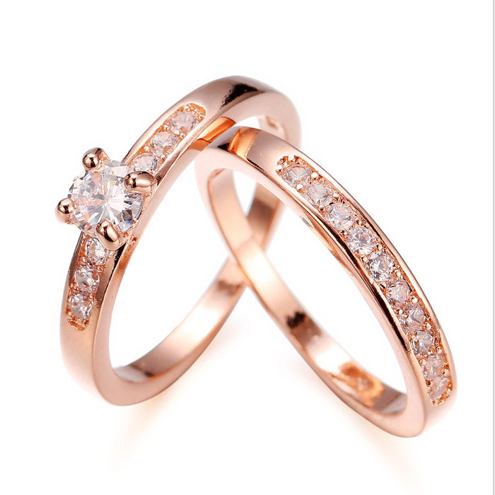 Rose Gold Diamond Ring for Women – Luxury Rose Gold Plated Copper Band