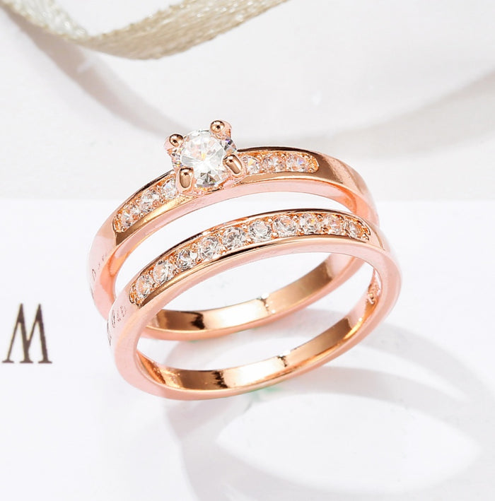 Rose Gold Diamond Ring for Women – Luxury Rose Gold Plated Copper Band