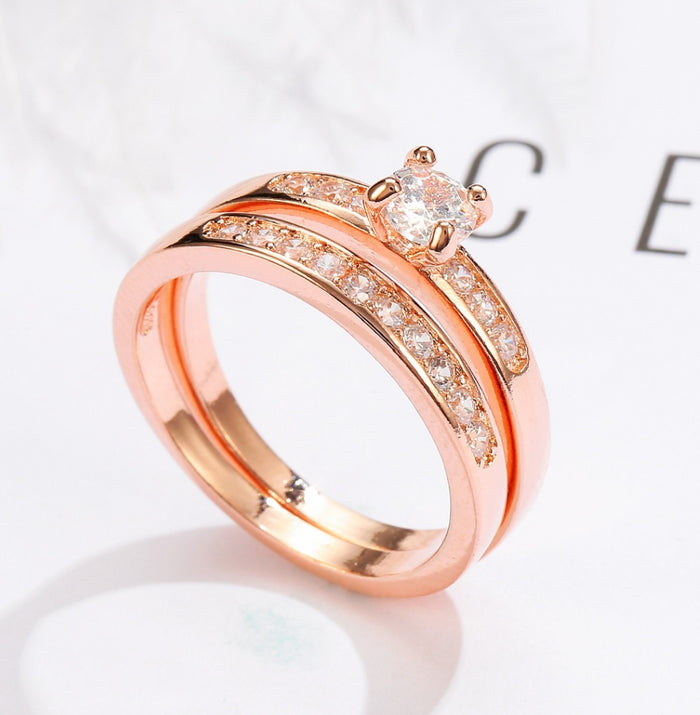 Rose Gold Diamond Ring for Women – Luxury Rose Gold Plated Copper Band