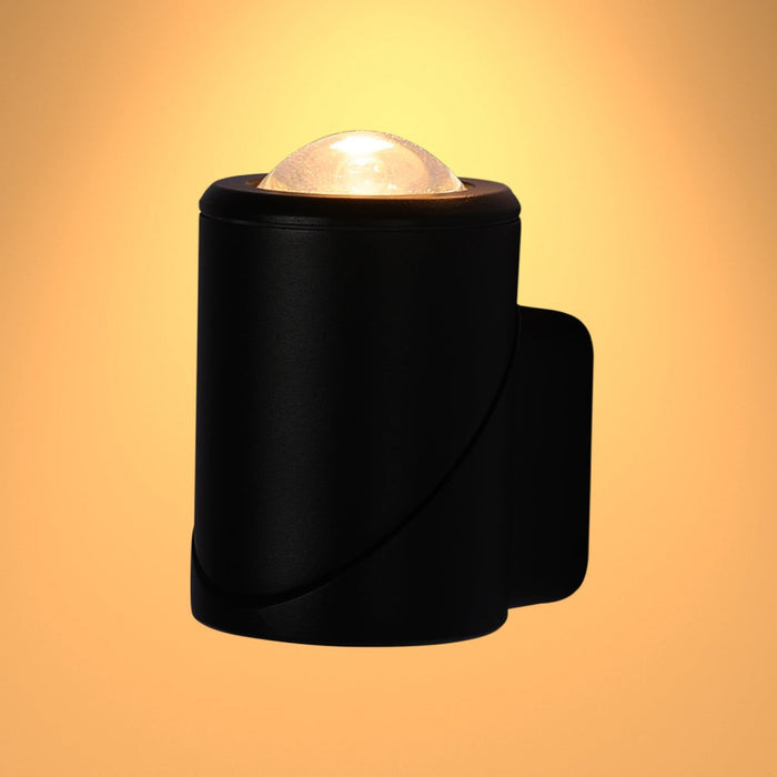 Rotatable Cylinder Outdoor LED Wall Light, Black, Narrow Beam