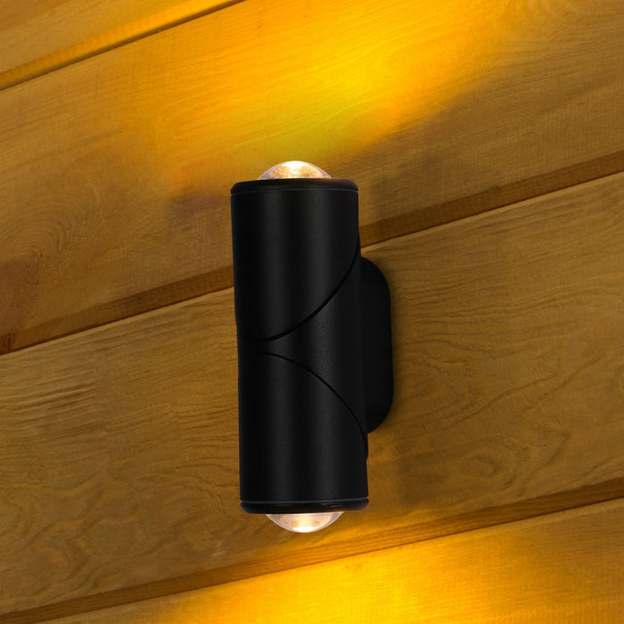 Rotatable Cylinder Outdoor LED Wall Light, Black, Narrow Beam