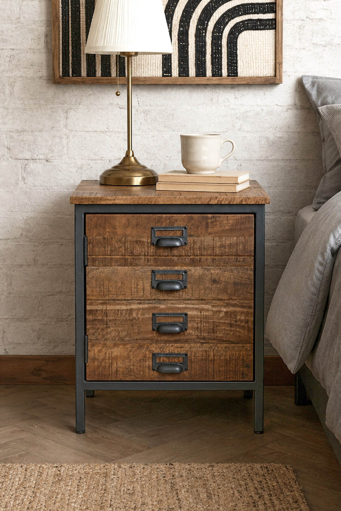 Rustic Saw Cut Bedside Cabinet