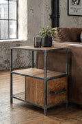 Saw Cut Sofa End Table - Distressed